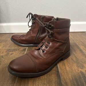 GBX Dark Brown Leather Lace-Up Boots